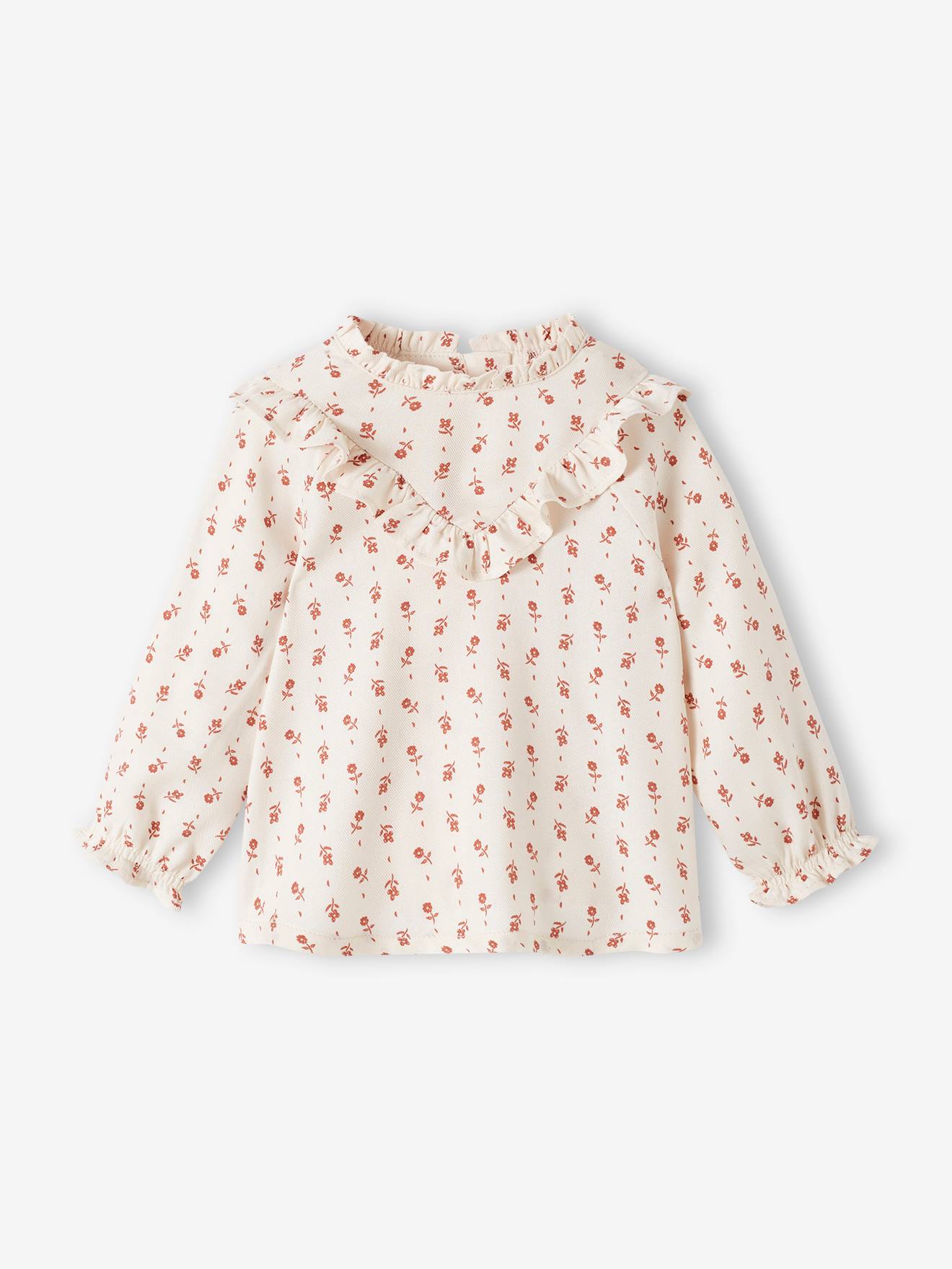 Blouse fluide bébé fleurie écru