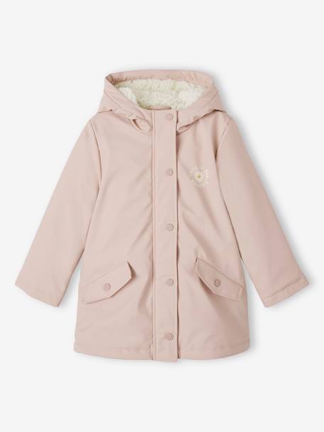 Ciré fille à capuche doublé sherpa anthracite+indigo+multicolore+rose pâle 16 - vertbaudet enfant 
