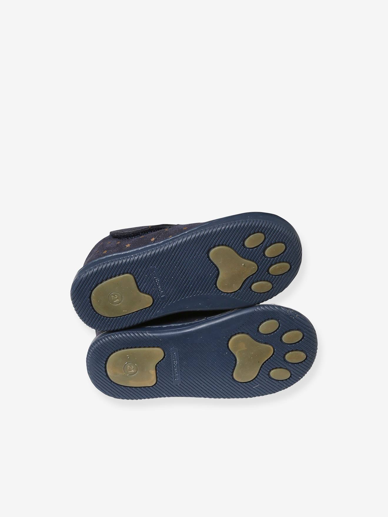 Chaussons bébé en cuir souple bleu - wkhdeco