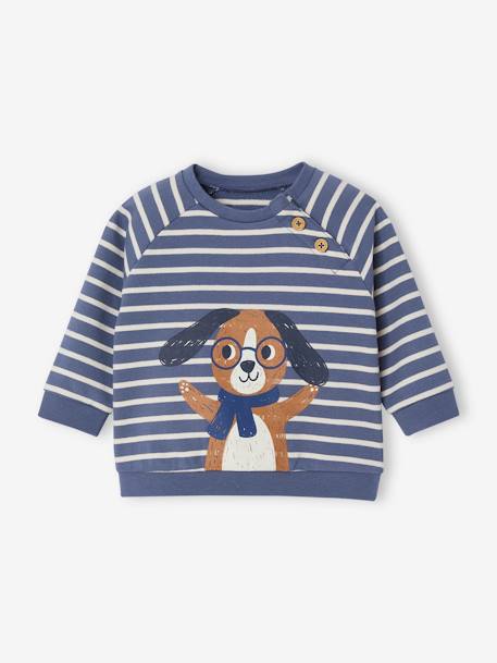 Sweat bébé en molleton rayé bleu+rayé vert+tomette+vert sapin 1 - vertbaudet enfant 
