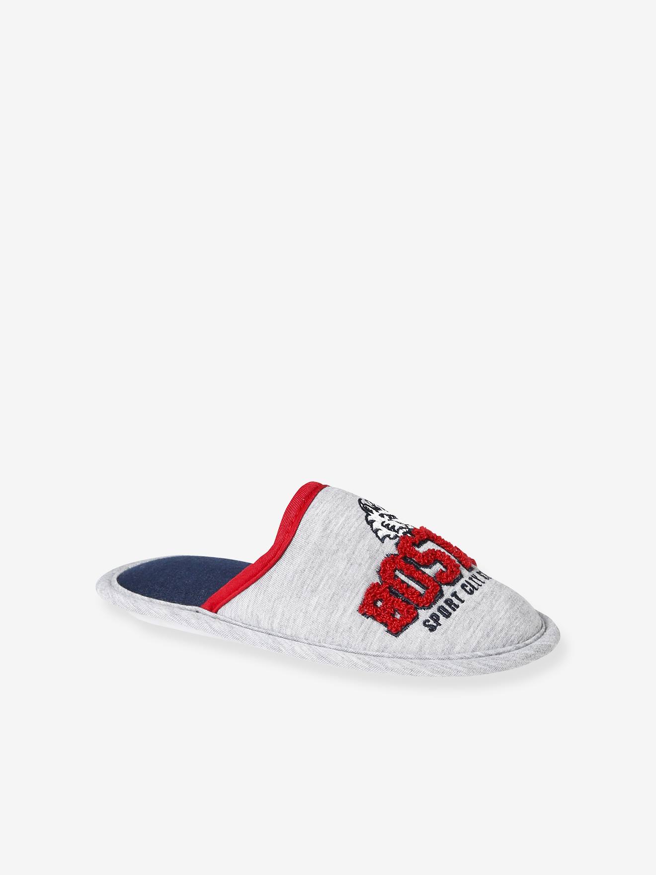 Chaussons mules en textile enfant gris chiné