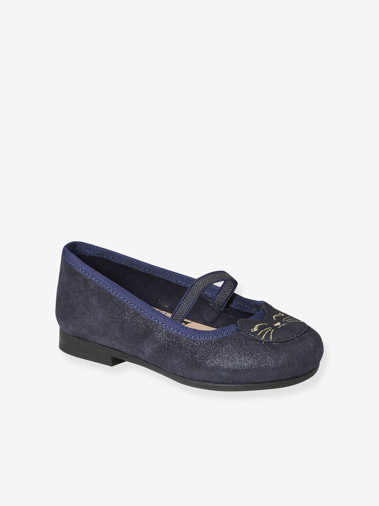 Ballerines cuir pailleté fille collection maternelle marine