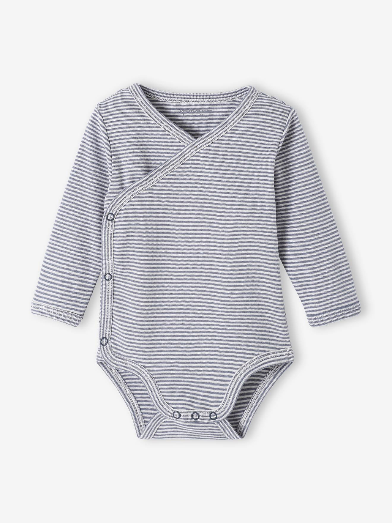 Ensemble naissance 3 pièces : combinaison + body + doudou en coton bio bleu jean (Vertbaudet) - Image 2