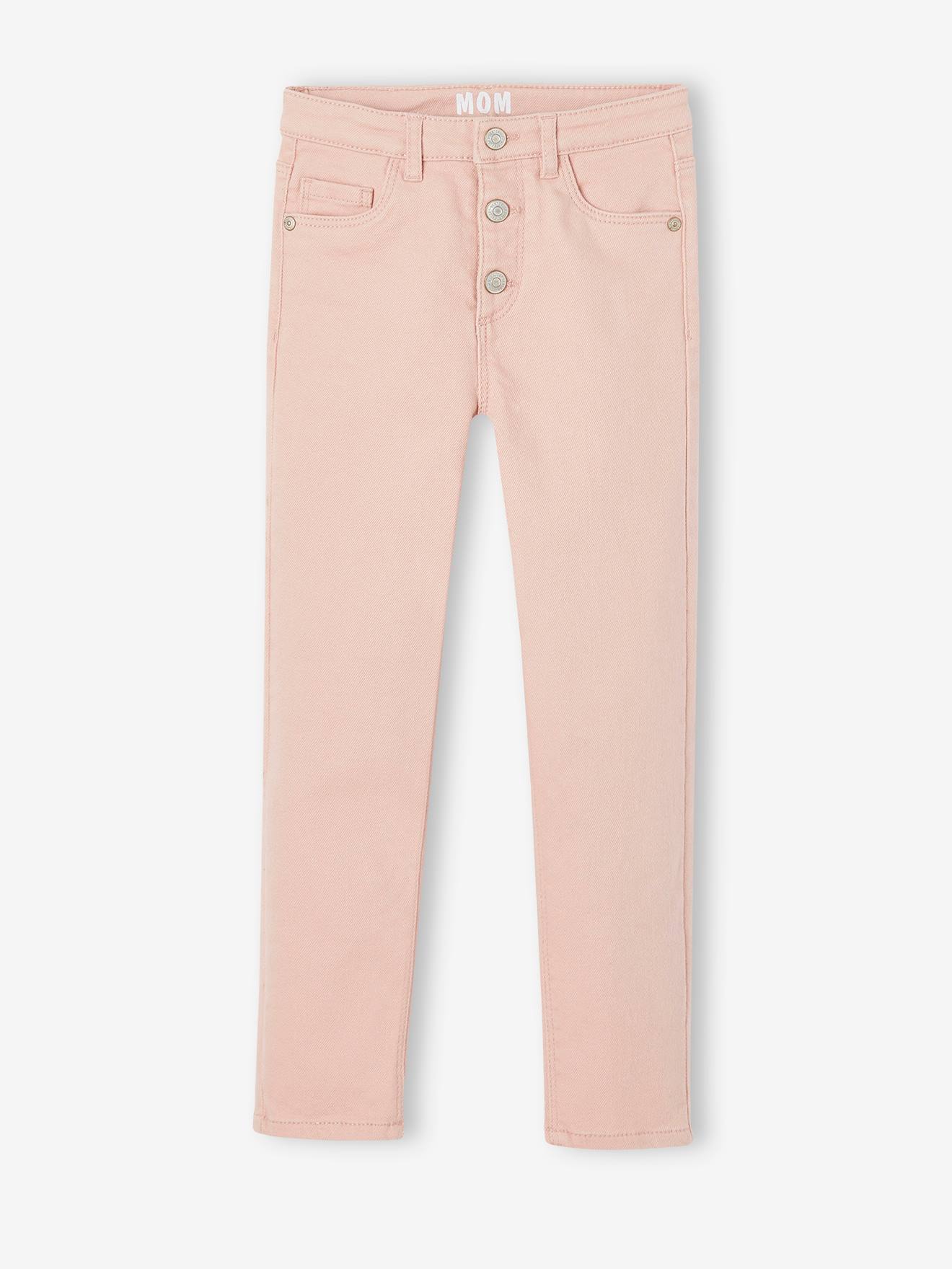 Pantalon fille mom MorphologiK fin rose poudré