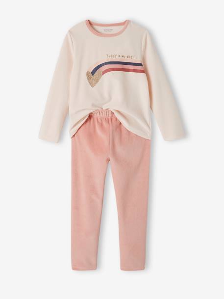 Ensemble Pyjama Fille Cape Sequins Rose Poudré
