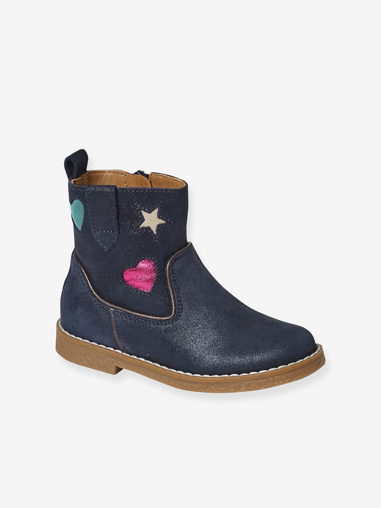 Boots en cuir fille collection maternelle marine
