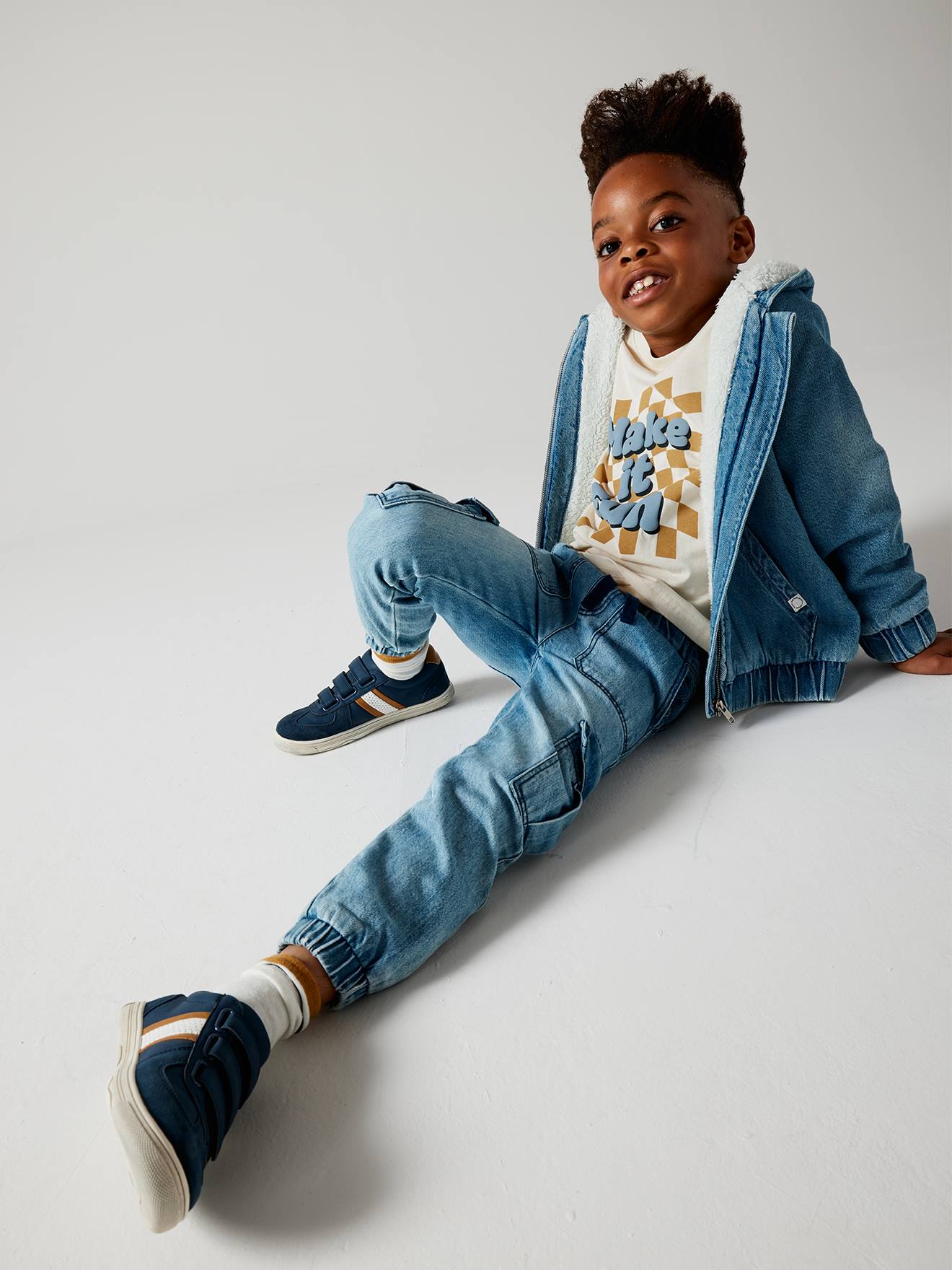 Pantalon battle denim garçon facile à enfiler double stone