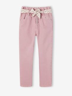 -Pantalon fille paperbag ceinture foulard 