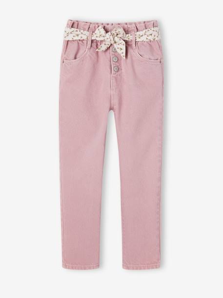 Fille-Pantalon-Pantalon fille paperbag ceinture foulard 