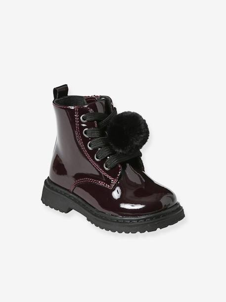 Boots vernies lacées et zippées bébé bordeaux 1 - vertbaudet enfant 