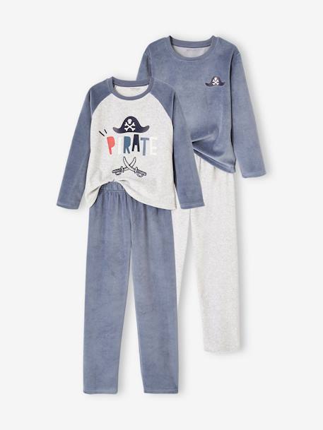 Lot De 2 Pyjamas Bébé 2 Pièces - Jersey 100% Coton - Pieds Antidérapants - Taille 9M (71cm) - Bleu Ciel