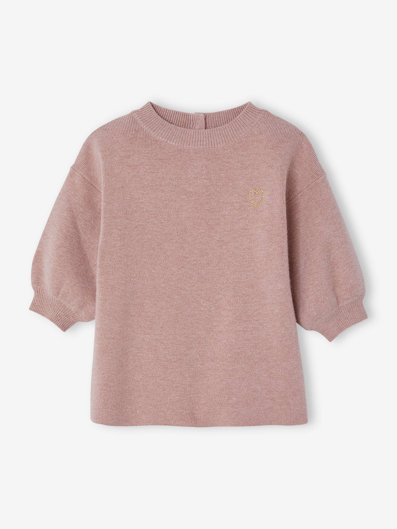 Robe en tricot bébé brodée lilas