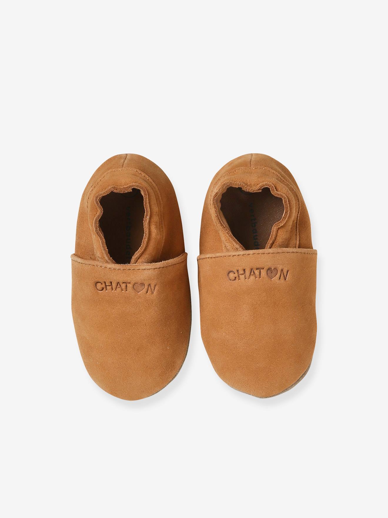 Chaussons élastiqués en cuir souple bébé chocolat (Vertbaudet) - Image 2