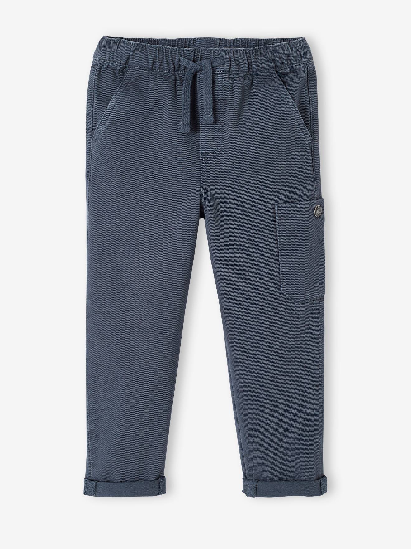 Pantalon cargo couleur garçon bleu pétrole