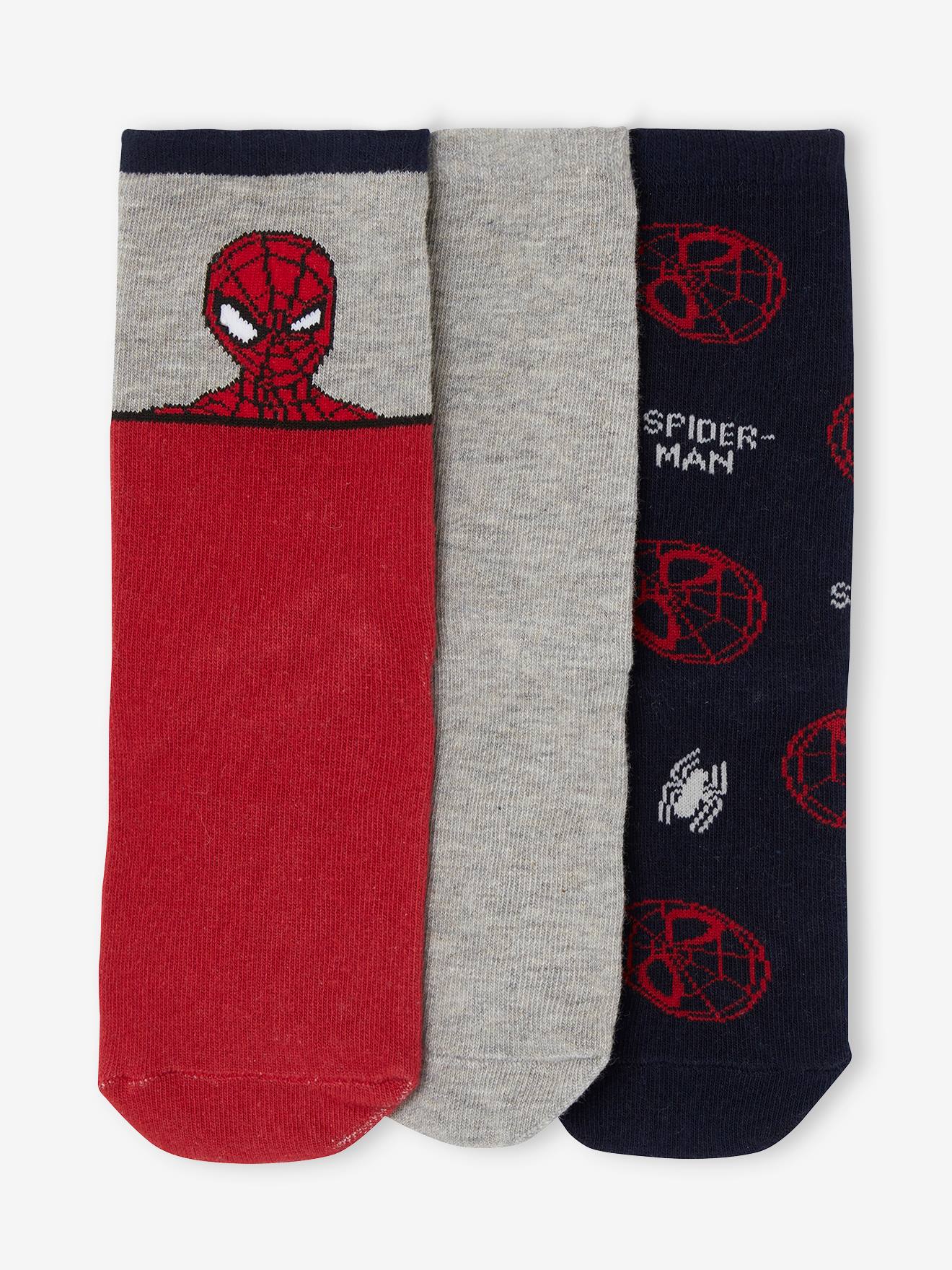 chaussettes garcon ultra courtes a motifs (lot de 3) - spiderman rouge