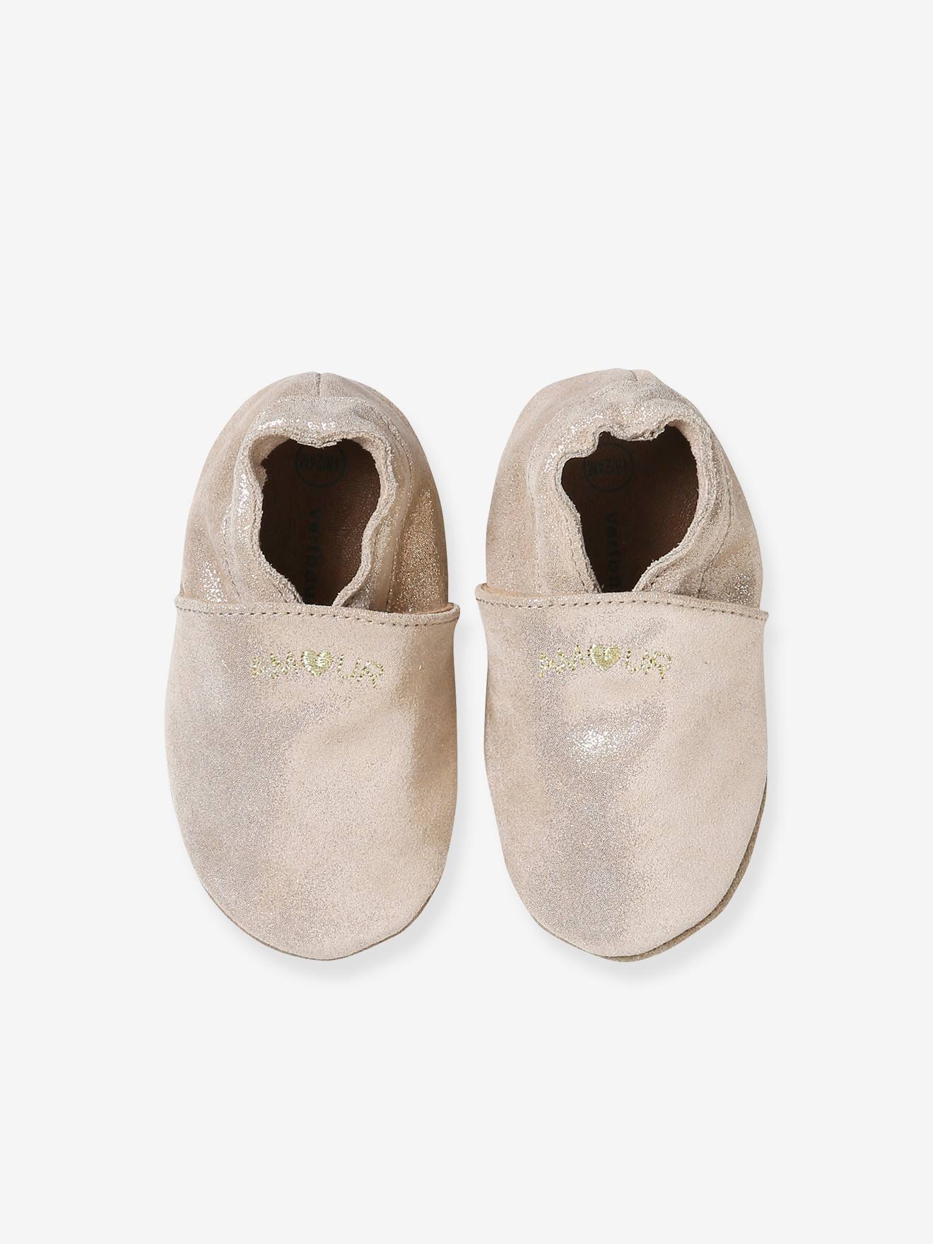 Chaussons bébé cuir souple or (Vertbaudet) - Image 2