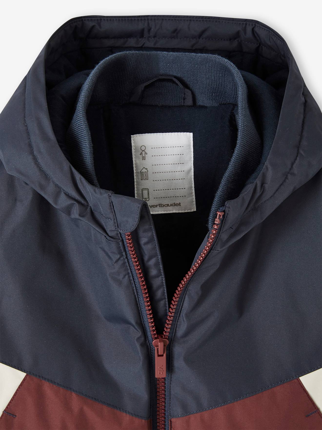 Blouson Coupe-vent Colorblock Garçon Vertbaudet - Déperlant, Capuche, Léger Pour Mi-saison