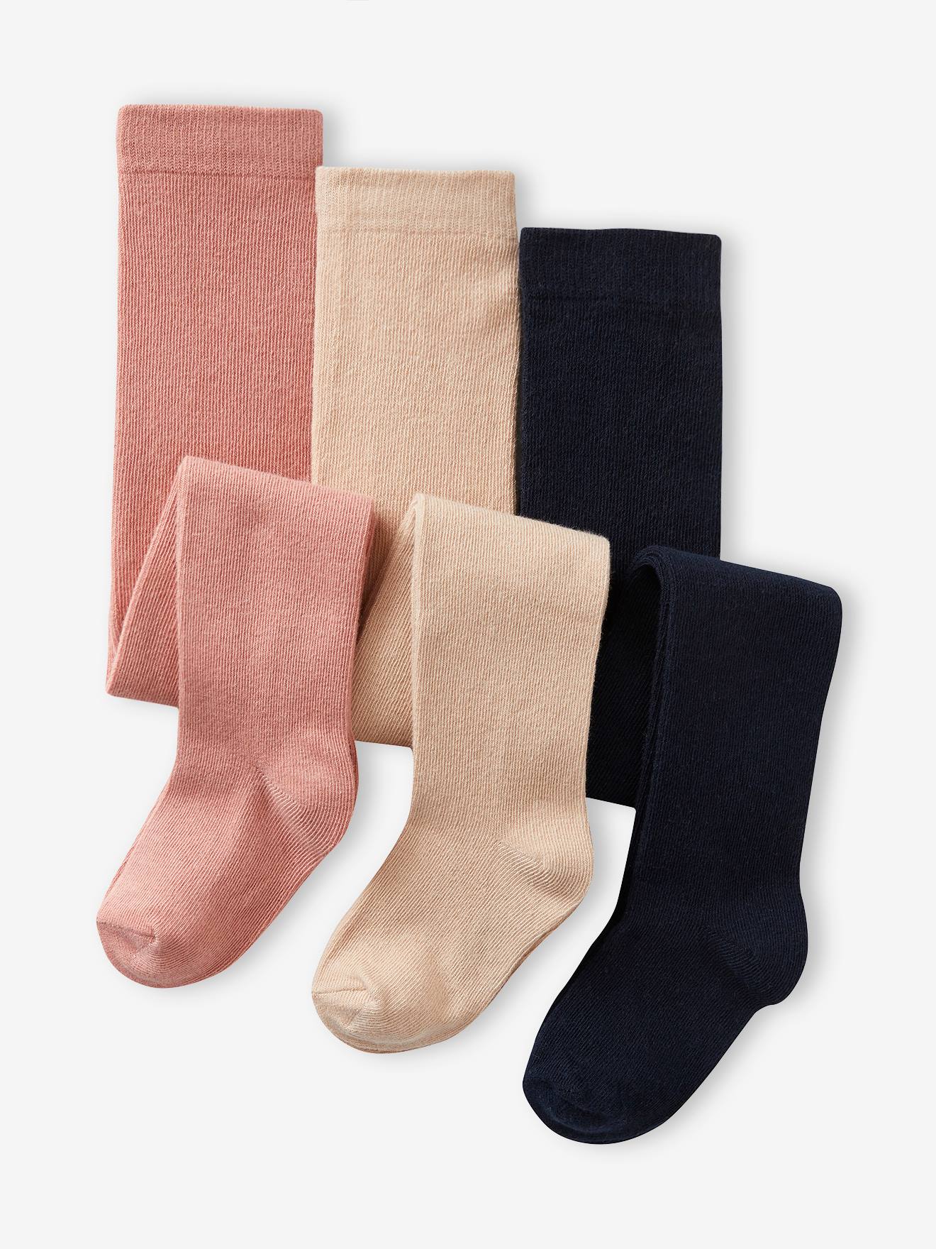 Lot de 3 collants bébé maille vieux rose