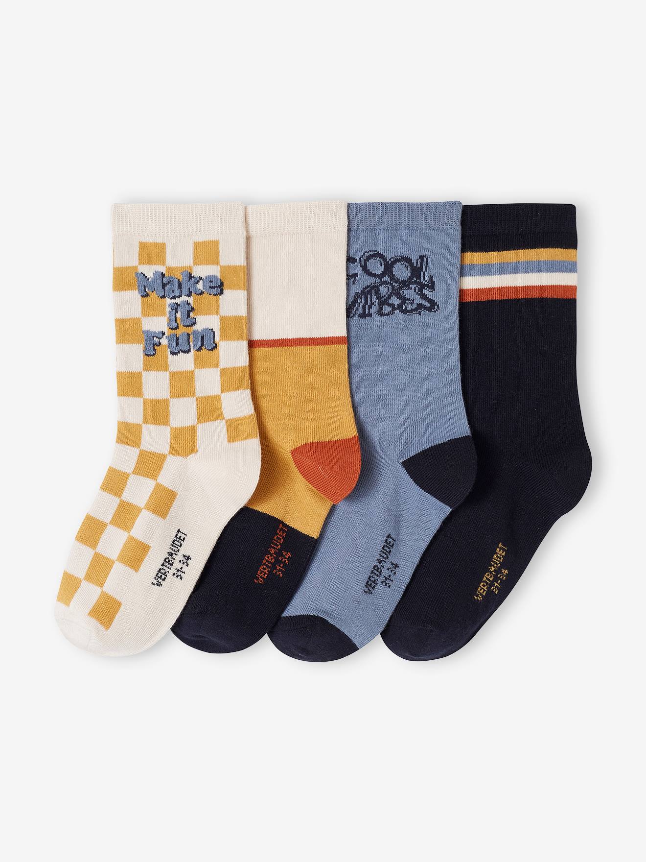 Lot de 4 paires de chaussettes vintage garçon turquoise