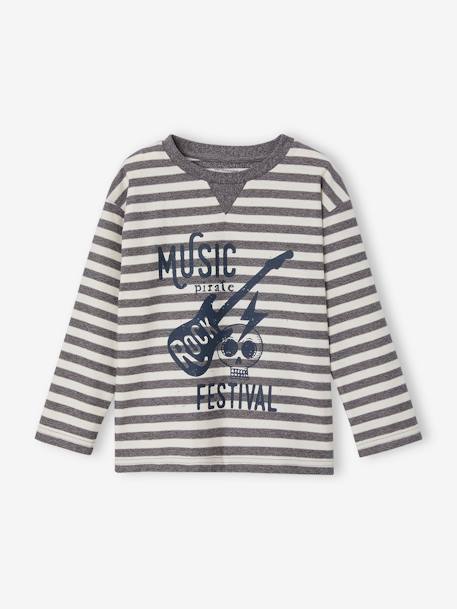 T-shirt rayé motif 'rock rebel' garçon rayé gris 2 - vertbaudet enfant 