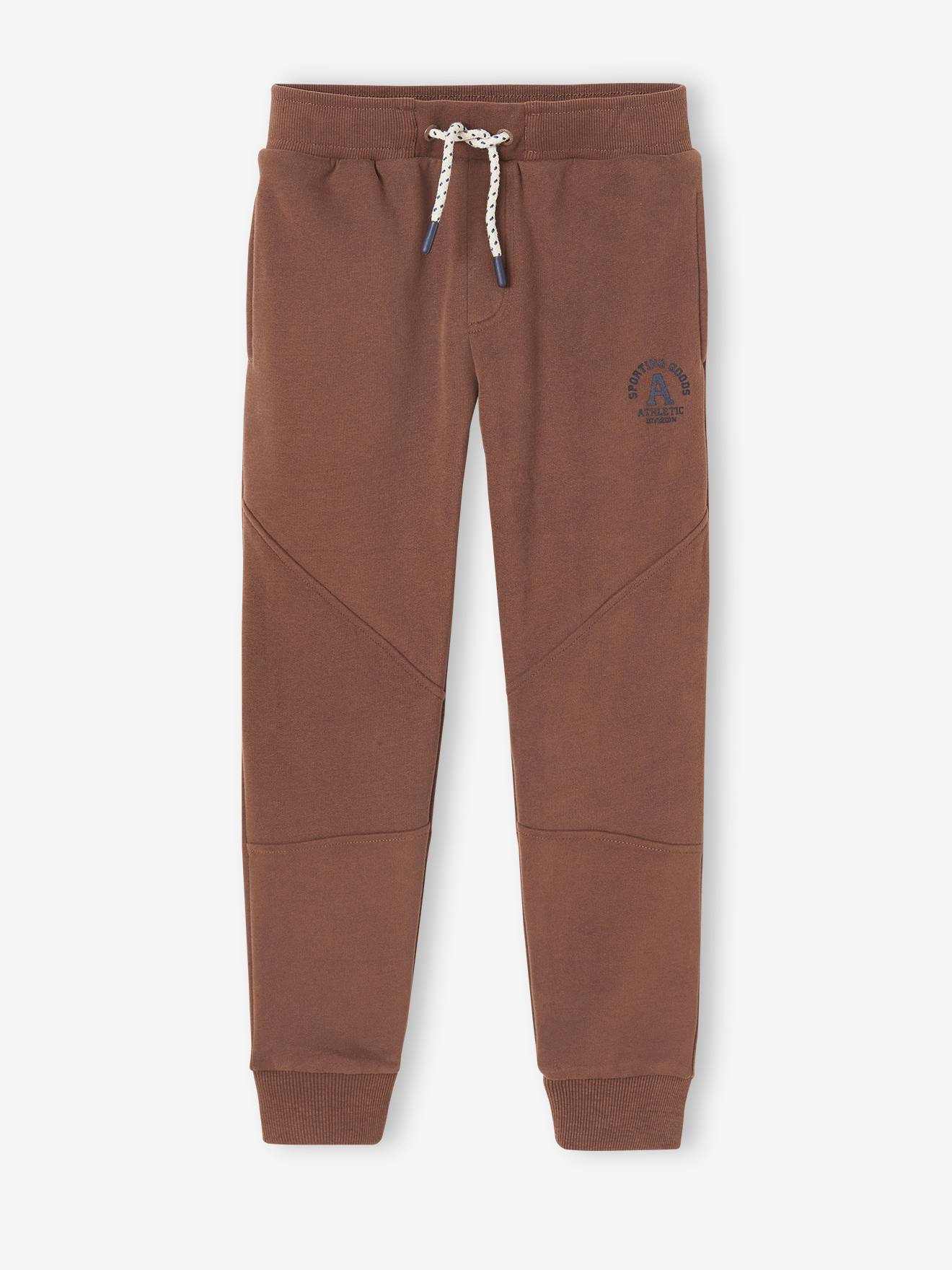 Pantalon jogging Athletic garçon en molleton chocolat