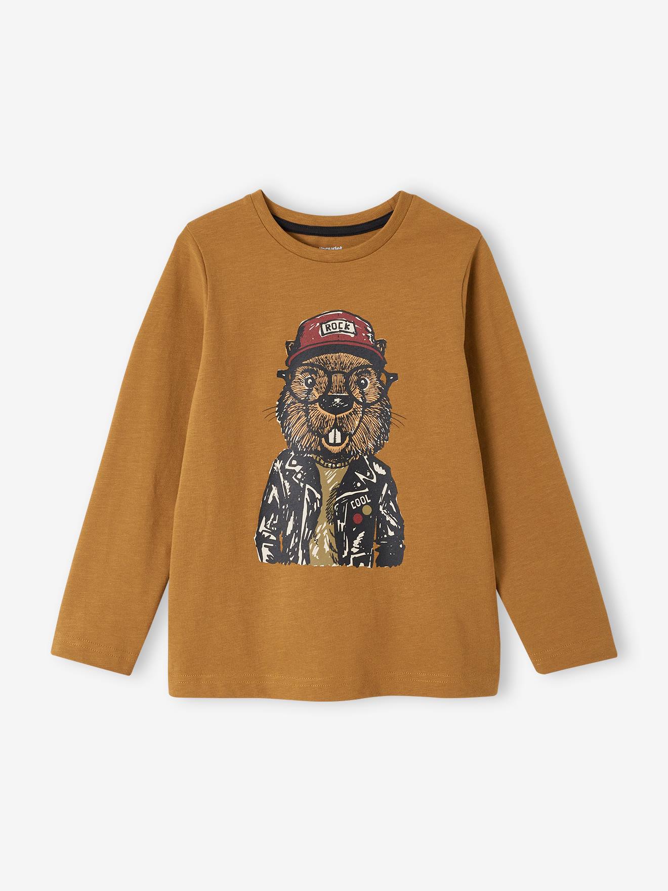 Vertbaudet - T-shirt imprimé garçon caramel