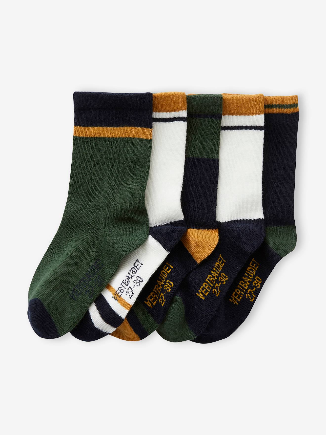 Lot de 5 paires de chaussettes colorblock garçon vert