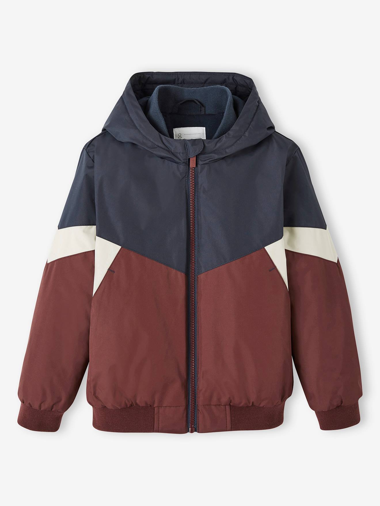 Blouson coupe-vent colorblock garçon bordeaux