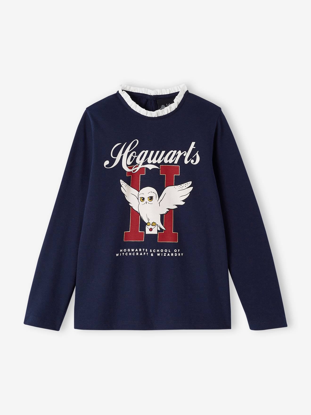 T-shirt manches longues Harry Potter avec col en voile fille marine