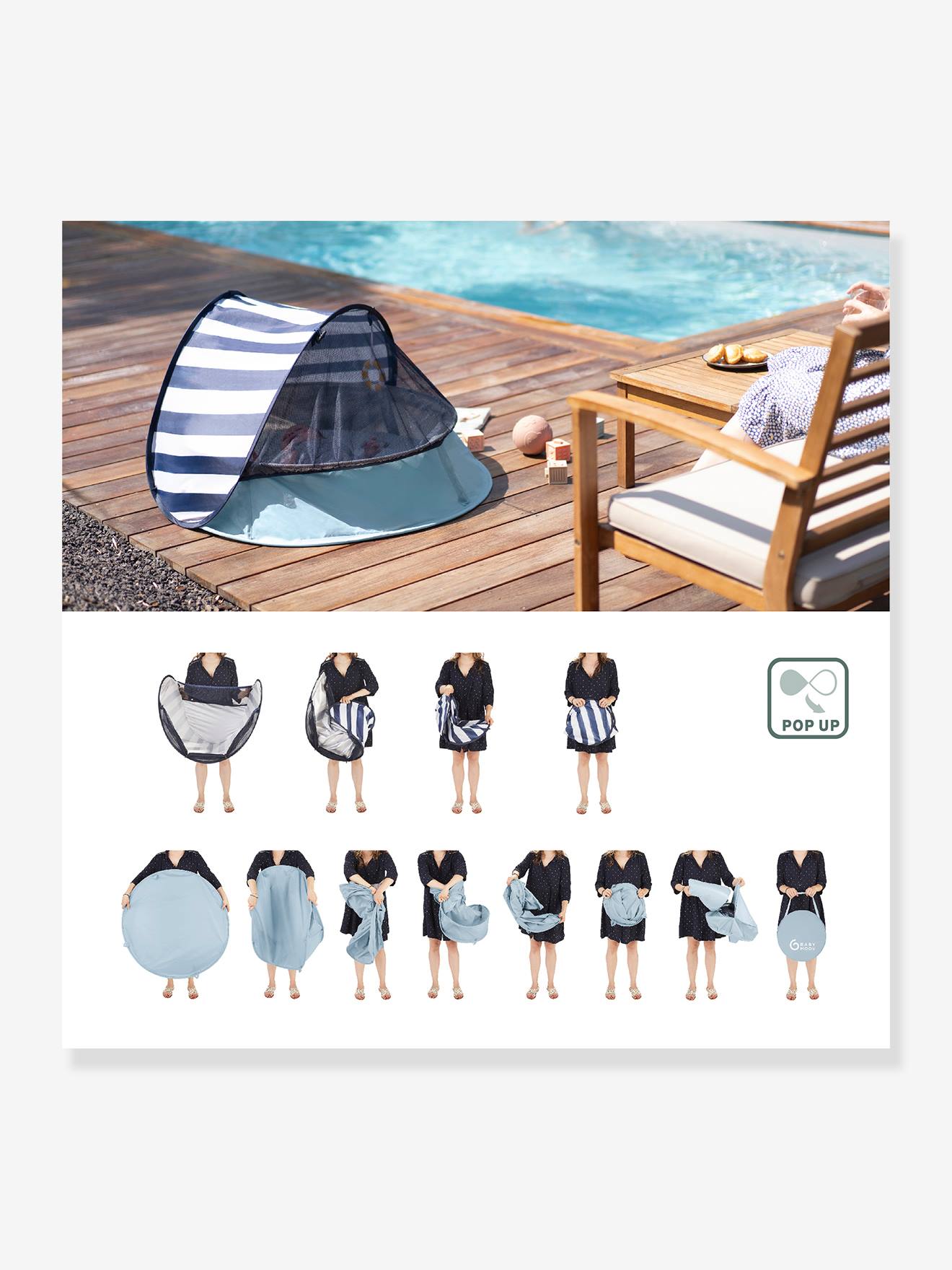 Aquani Aire de Jeux & Piscine Anti-UV FPS 50+ bleu blanc gris (Babymoov) - Image 2