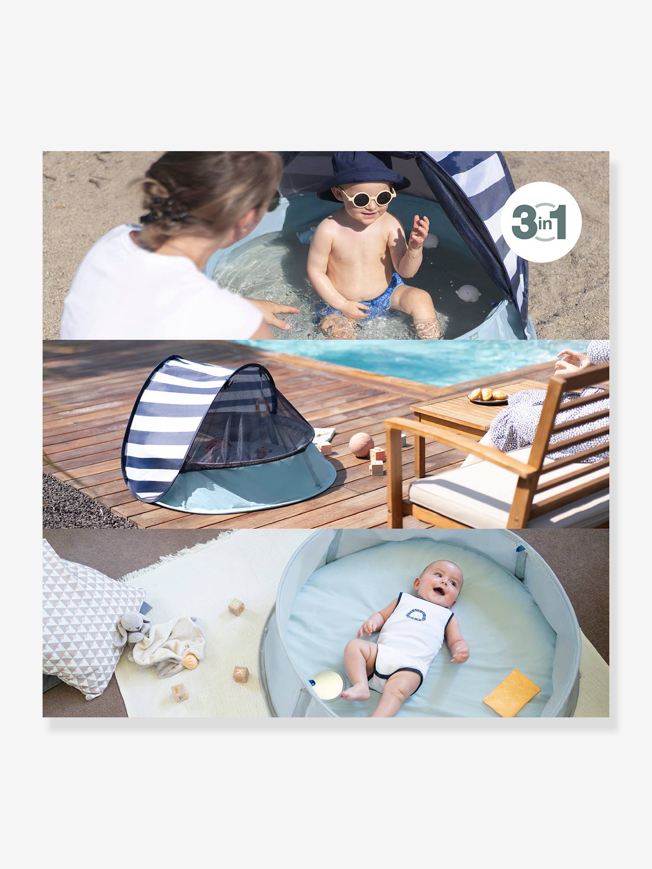 Aquani Aire de Jeux & Piscine Anti-UV FPS 50+ bleu blanc gris (Babymoov) - Image 1