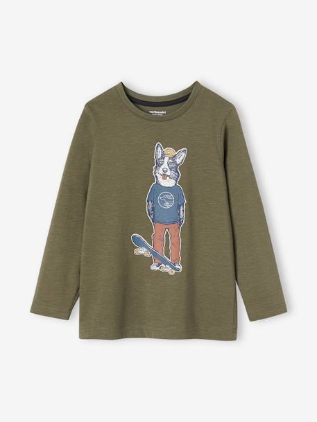 T-shirt animal crayonné garçon caramel+kaki 4 - vertbaudet enfant 