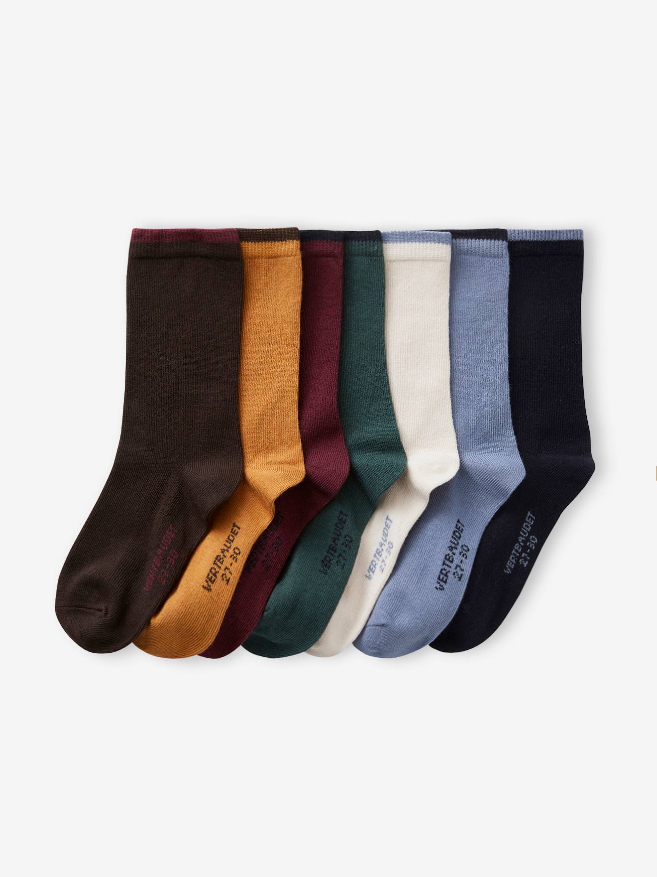 Lot de 7 paires de chaussettes garçon BASICS chocolat