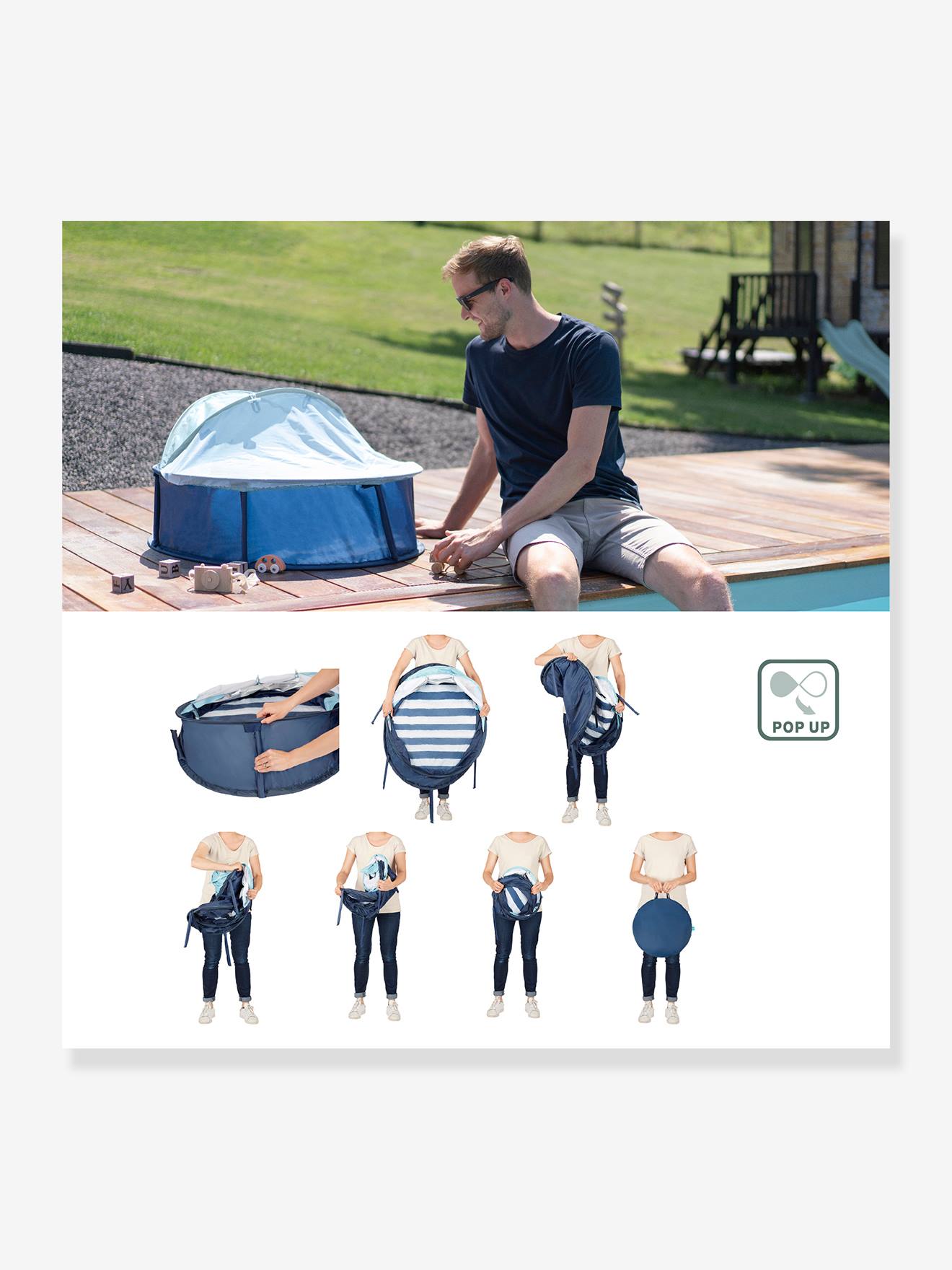 Babyni Aire de Jeux & lit d'appoint Anti-UV FPS 50+ Marinière bleu blanc (Babymoov) - Image 1