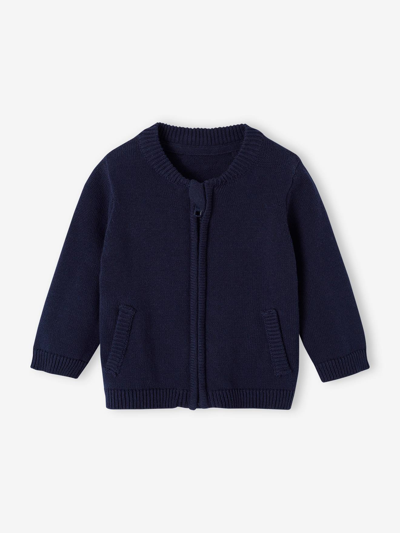 Cardigan zippé style teddy bébé personnalisable marine