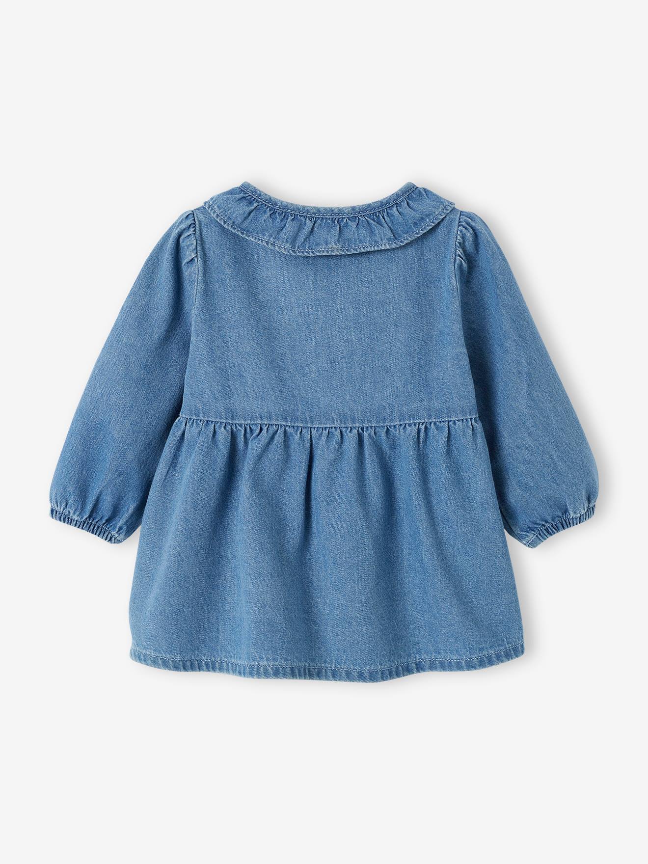 Robe bébé denim col volanté stone (Vertbaudet) - Image 1