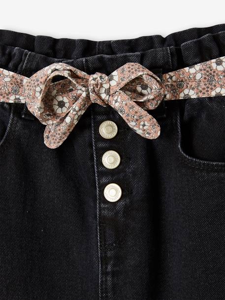 Jean style paperbag et sa ceinture fleurie fille denim black+denim brut+denim gris+stone 3 - vertbaudet enfant 