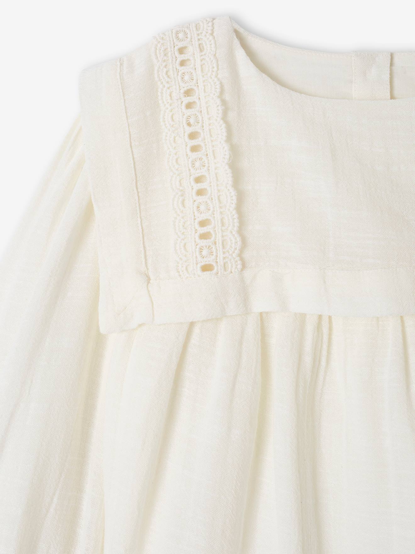 Pull fille col roulé maille mousseuse maxi motifs - vert de gris, Fille