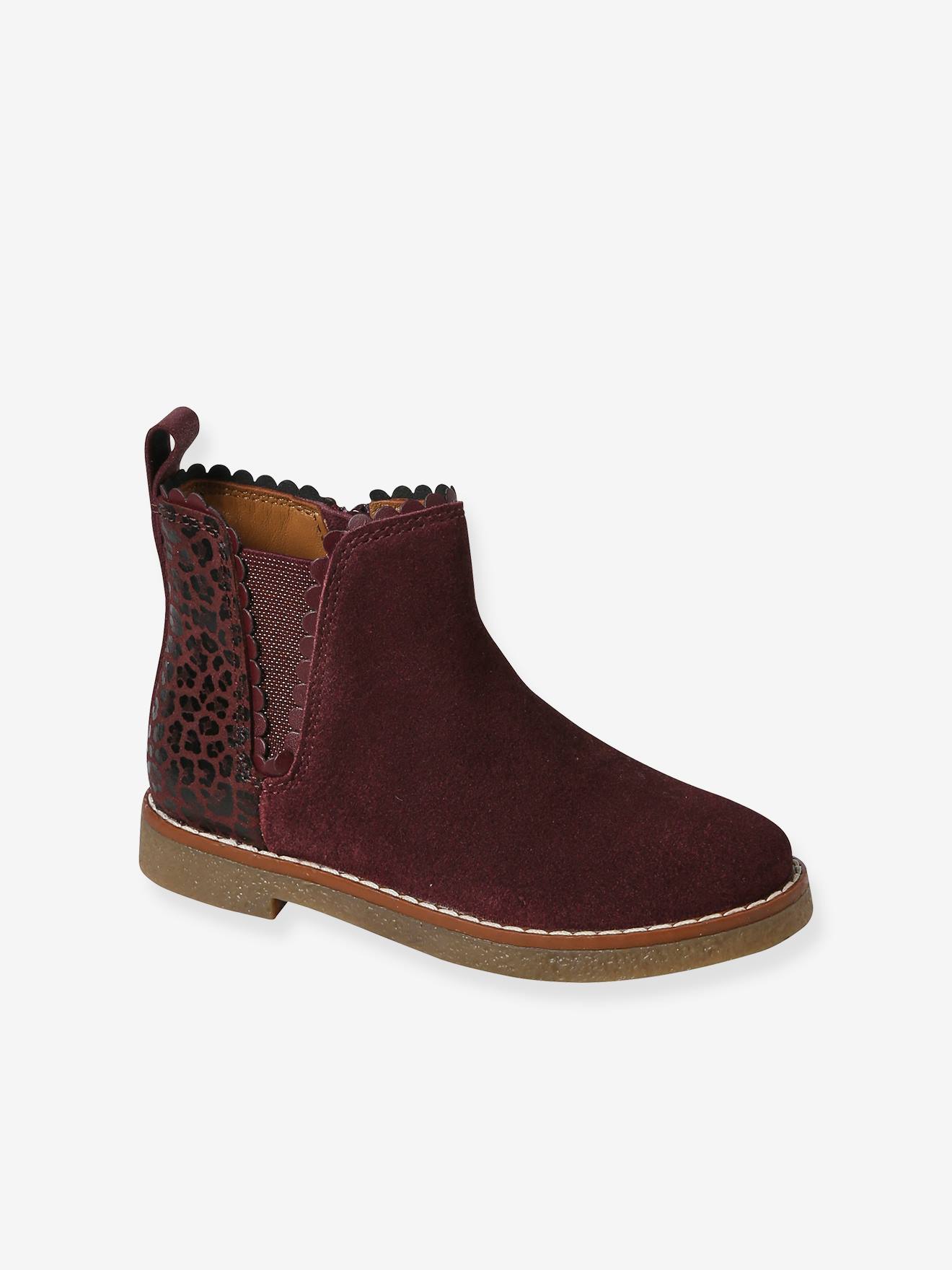 Boots en cuir fille collection maternelle bordeaux