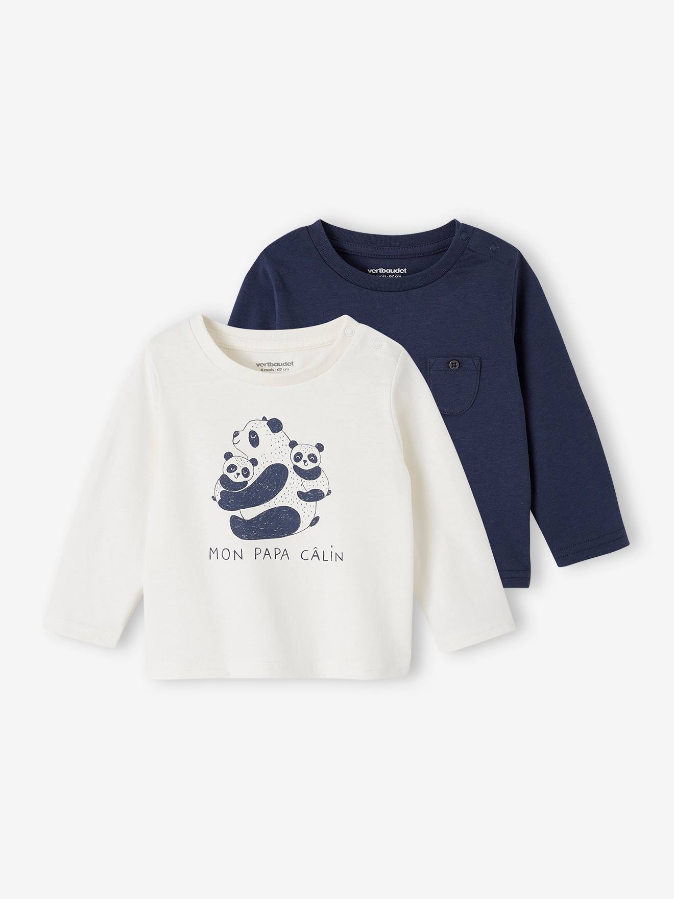 Lot de 2 tee-shirts bébé manches longues écru