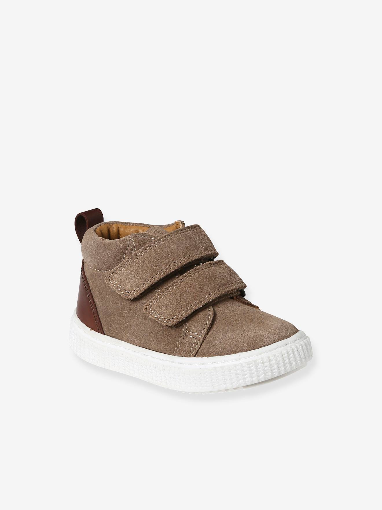Bottines scratchées cuir bébé garçon taupe