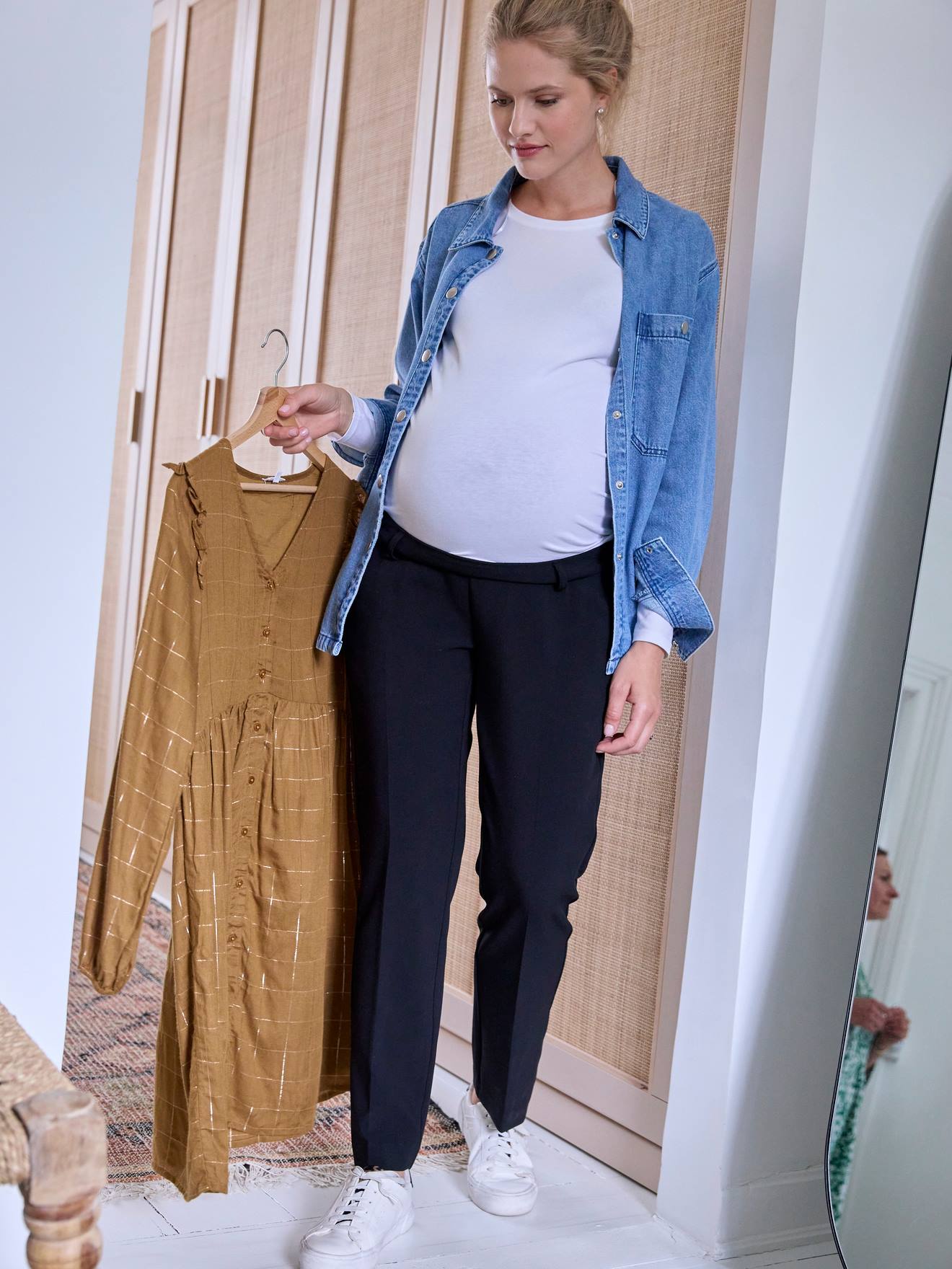 Pantalon cigarette de grossesse bandeau sans couture noir
