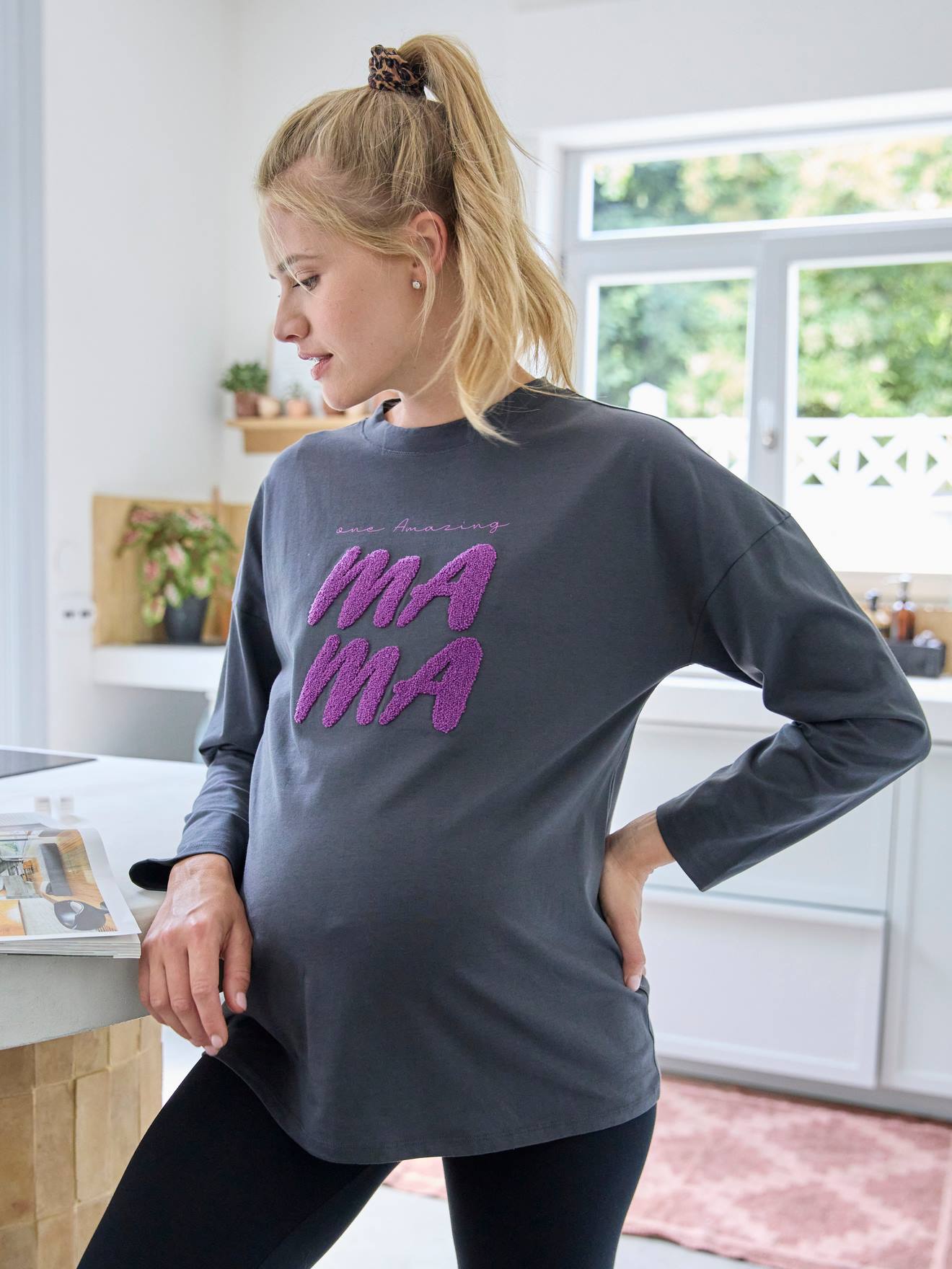 T-shirt de grossesse à message anthracite