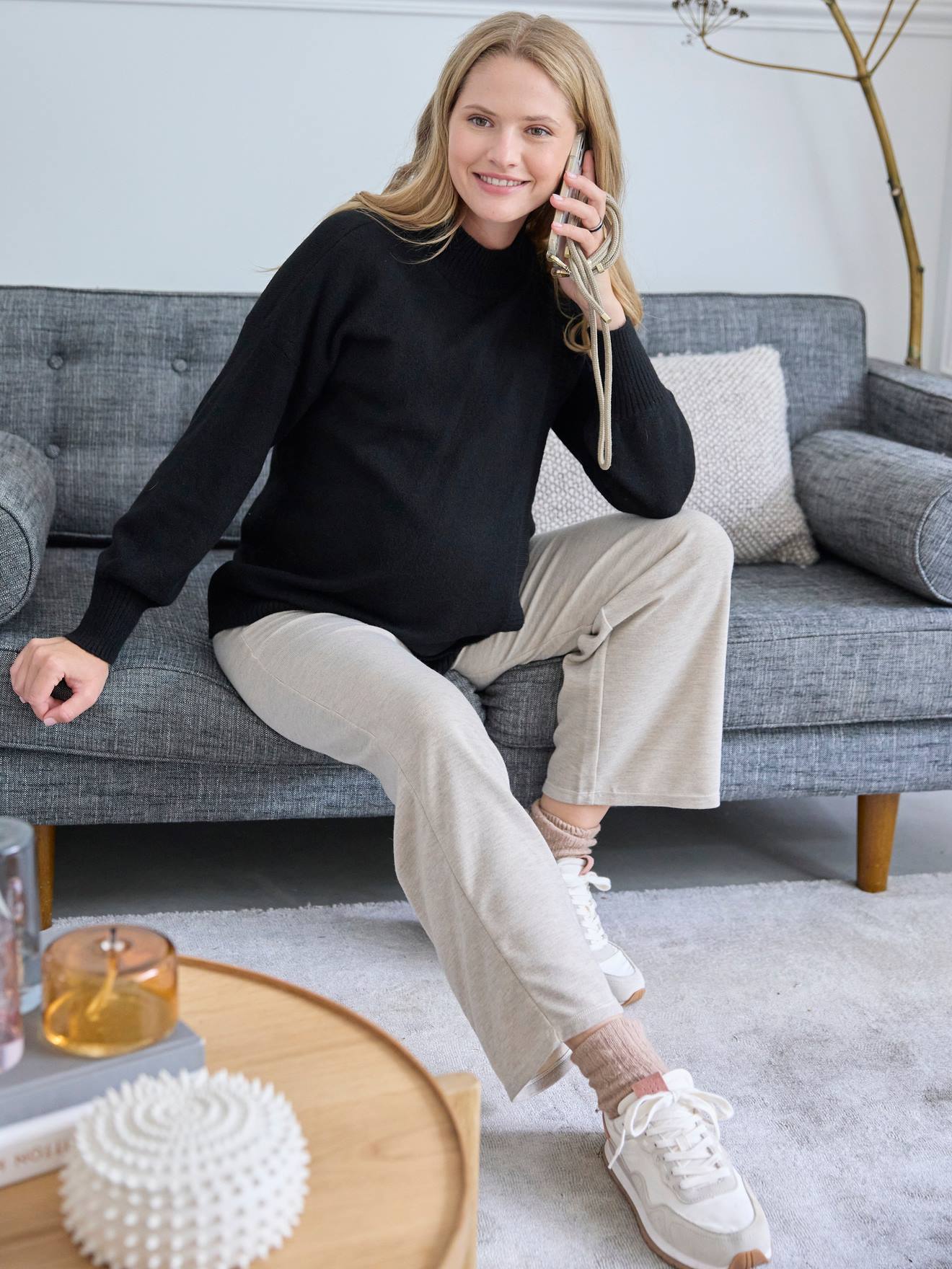 Pull double pan grossesse et allaitement noir