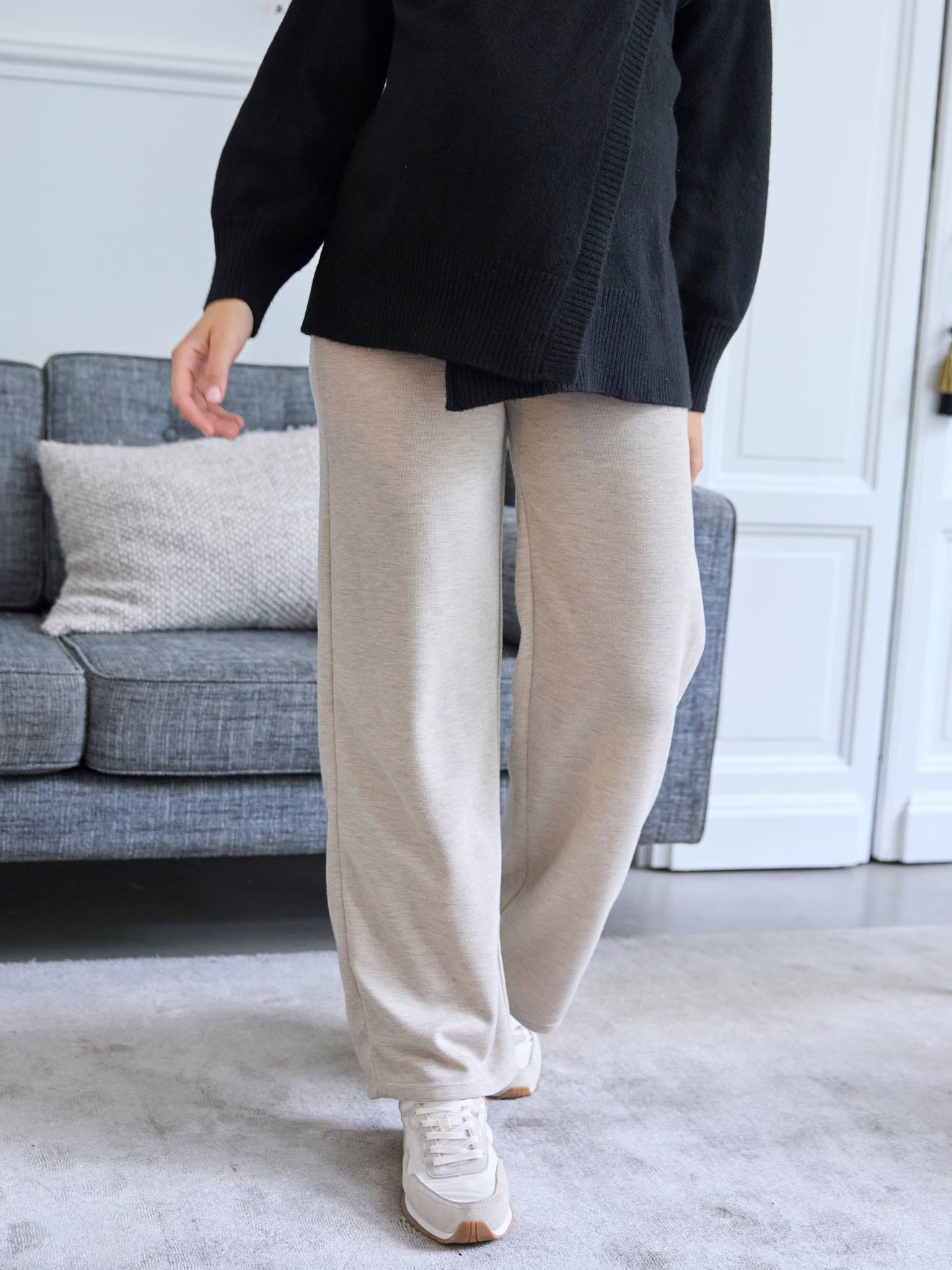 Pantalon large de grossesse avec bandeau anthracite