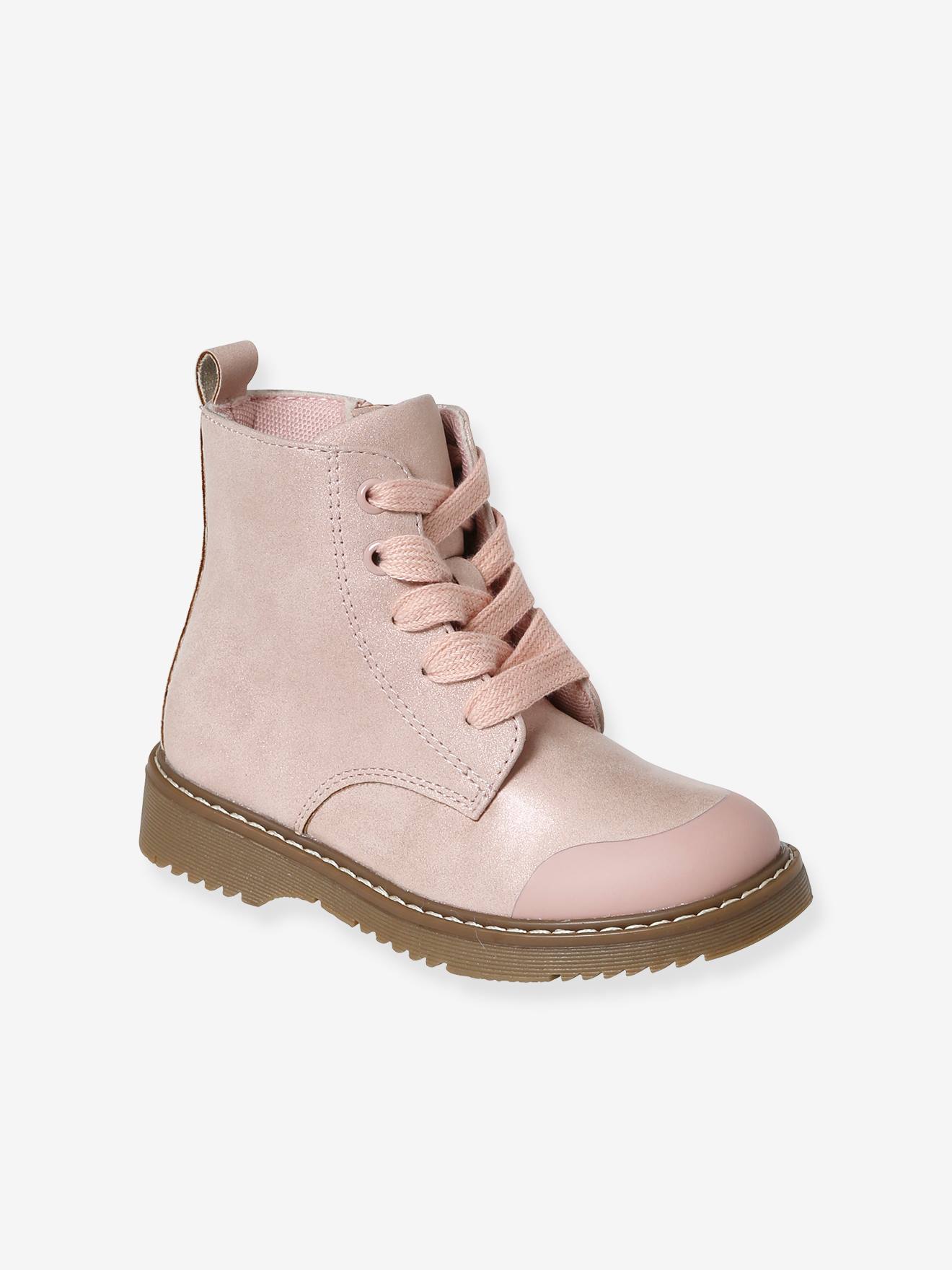 boots lacées et zippées fille collection maternelle rose