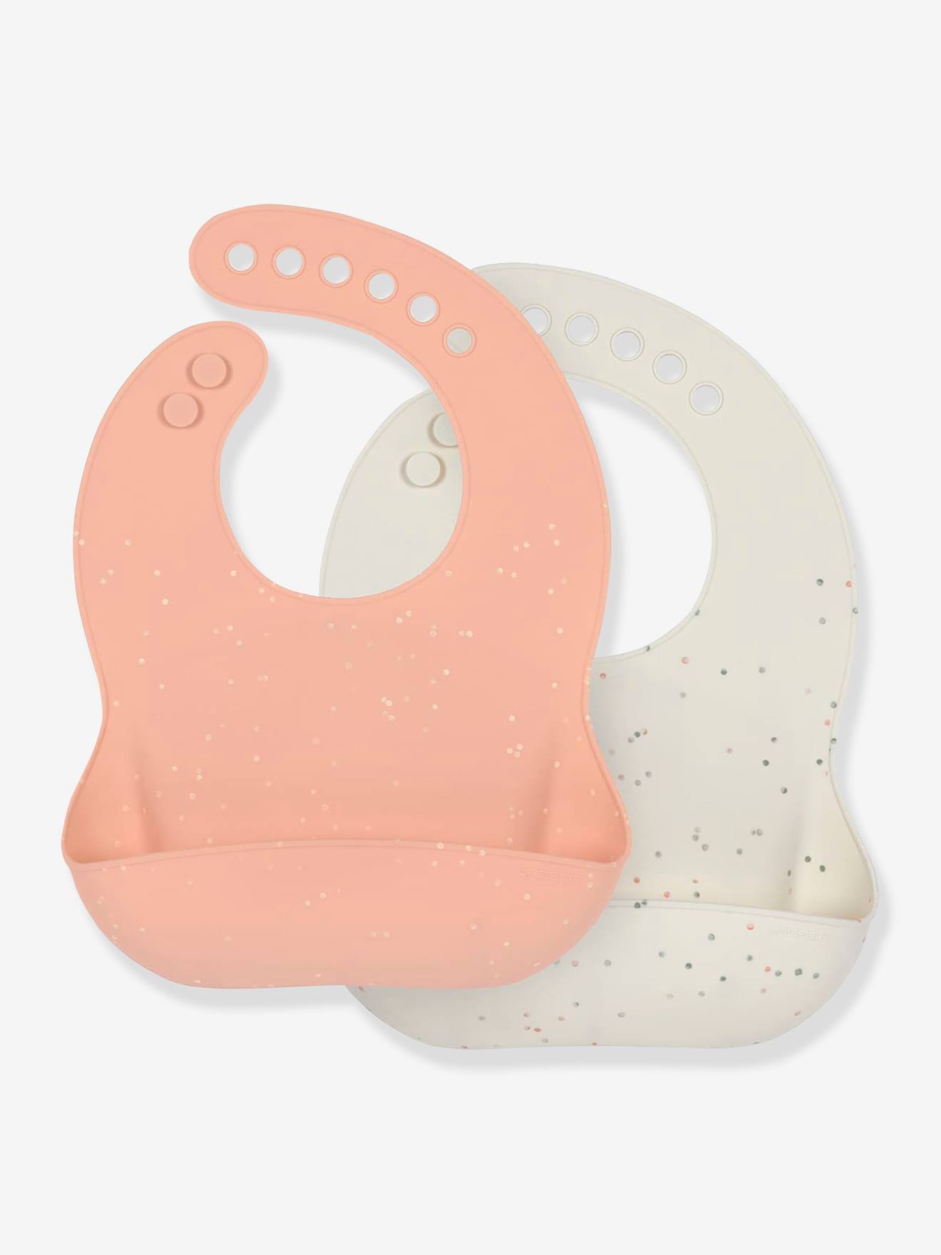 Lot De 2 Bavoirs Silicone Lässig Avec Récupérateur Nature/apricot