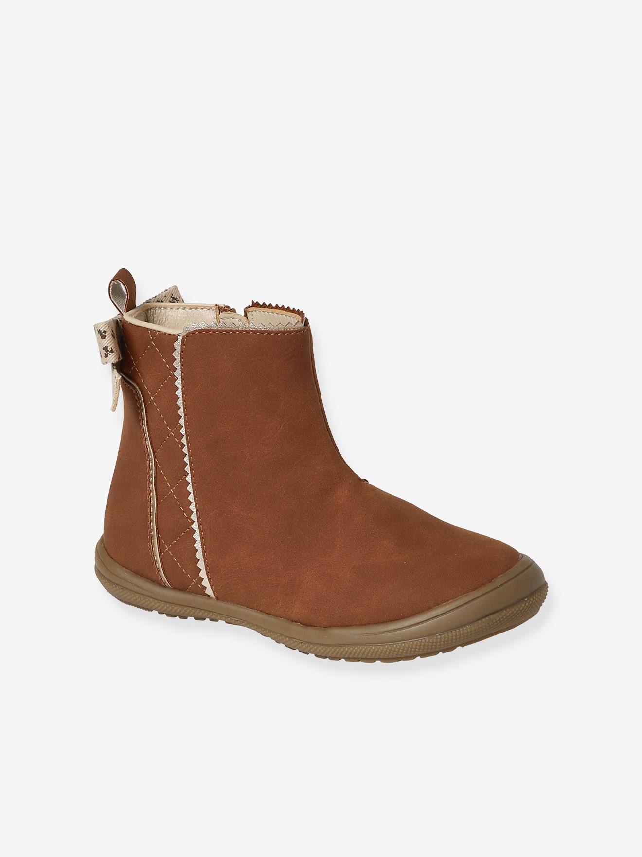 Bottines enfant fille synthtique zippes marron 26$