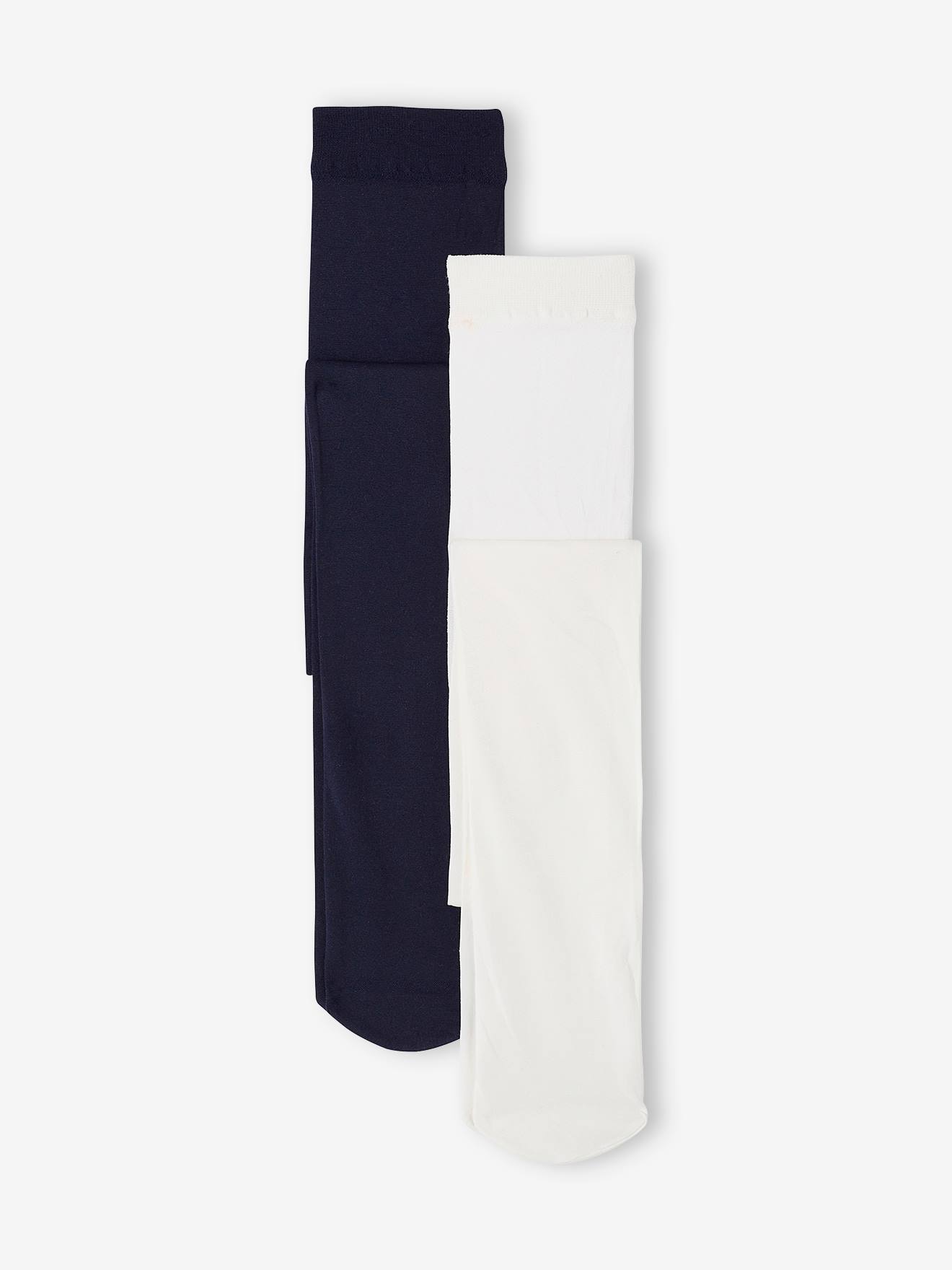 Lot de 2 paires de collants unis fille marine