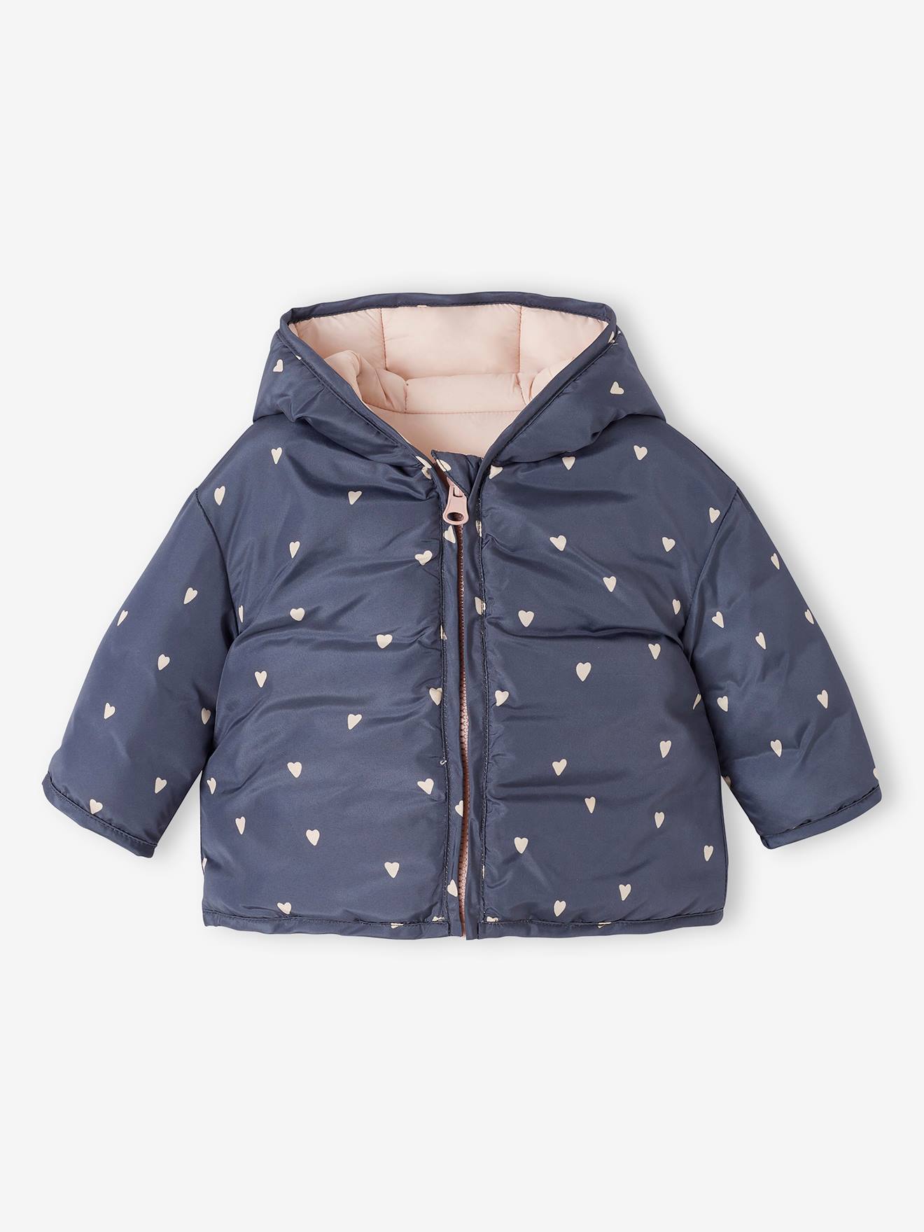 Doudoune bébé réversible bleu ardoise
